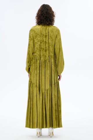 Green Oversized Baby Collar Maxi Dress