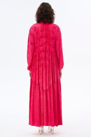 Fuchsia Oversized Baby Collar Maxi Dress