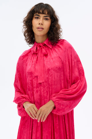 Fuchsia Oversized Baby Collar Maxi Dress