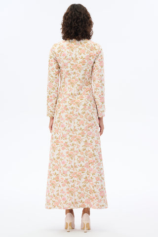 Blush Bloom Brocade Maxi Dress