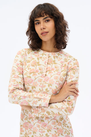 Blush Bloom Brocade Maxi Dress