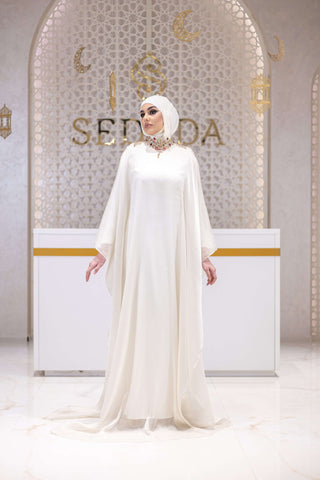 Midnight Oasis Embellished Abaya – White