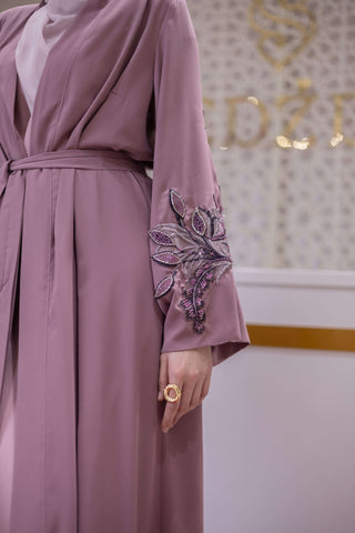 Silk Dynasty Embellished Abaya – Dusty Rose