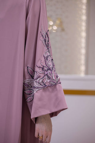 Silk Dynasty Embellished Abaya – Dusty Rose