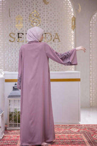Silk Dynasty Embellished Abaya – Dusty Rose