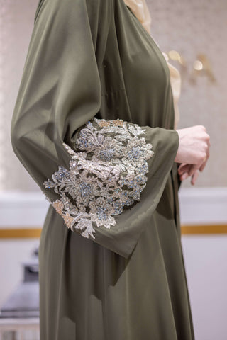 Golden Horizon Embellished Abaya – Green