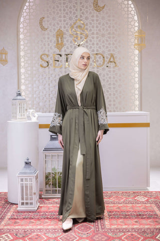 Golden Horizon Embellished Abaya – Green