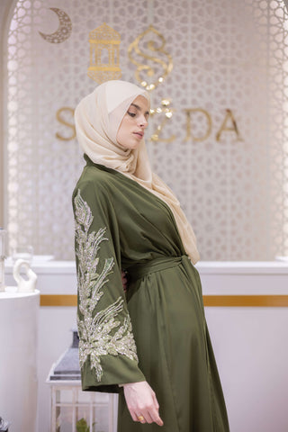 Majestic Whisper Embellished Abaya – Green