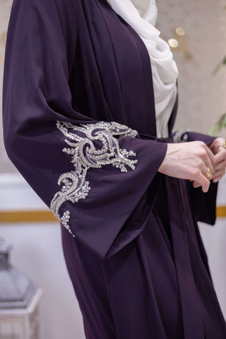 Silk Radiant Embellished Abaya – Purple