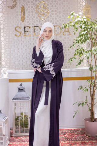 Silk Radiant Embellished Abaya – Purple