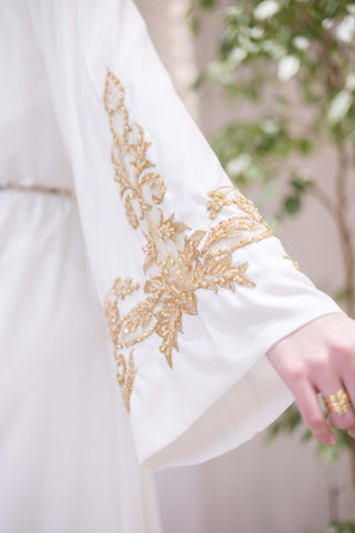 Opal Desert Embellished Abaya – White