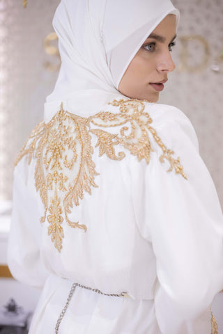 Opal Desert Embellished Abaya – White