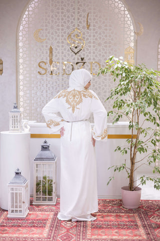 Opal Desert Embellished Abaya – White