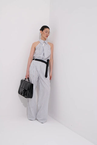 Moyestro Striped Straight-Leg Trousers - White