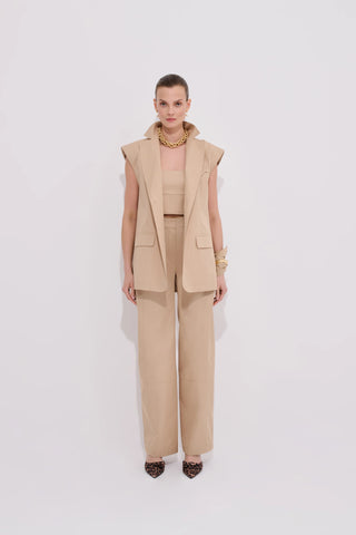 Amelie Adjustable Back-Tie Vest - Beige