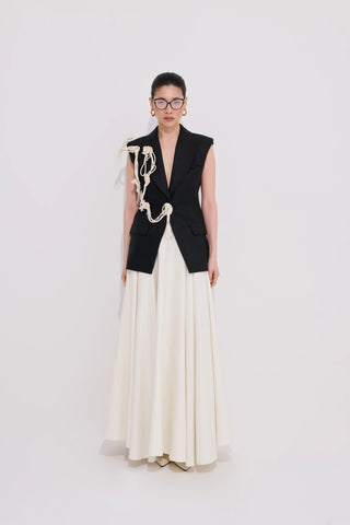 Paloma Vest with Handcrafted Rope Detail - Black