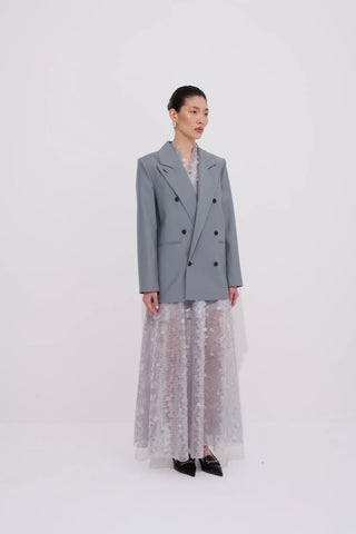 Broadway Double-Breasted Blazer – Gray