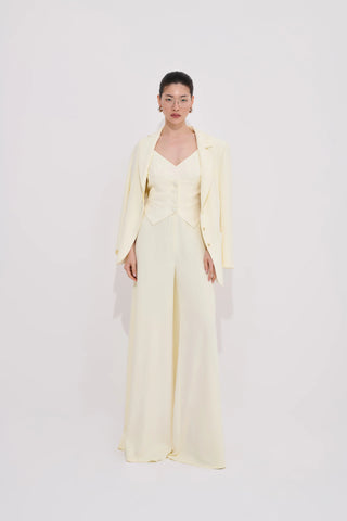 Marble Textured Straight-Cut Blazer – Ecru