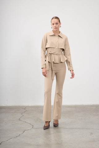 Anni Flared Trousers – Beige