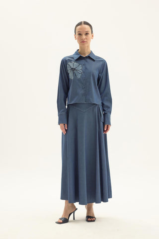 Asdis Skirt and Blouse Set -Blue