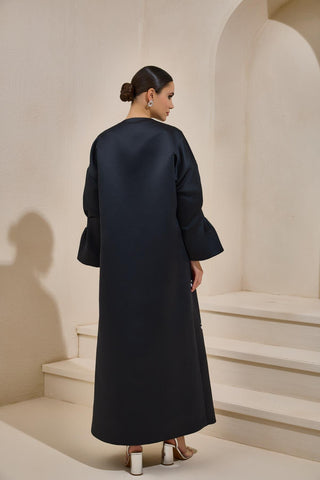 Bella Satin Abaya – Black