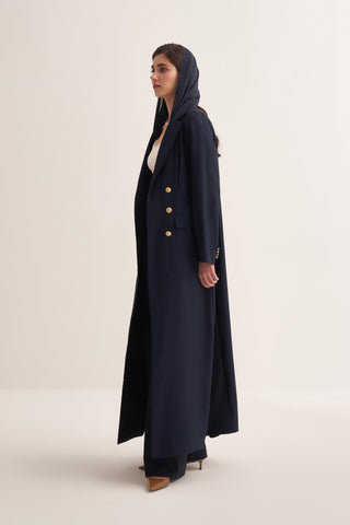 Navy Blue Tailored Blazer-Style Abaya