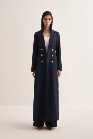Navy Blue Tailored Blazer-Style Abaya