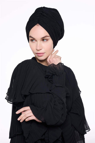 Cross-Wrap Bonnet – Black