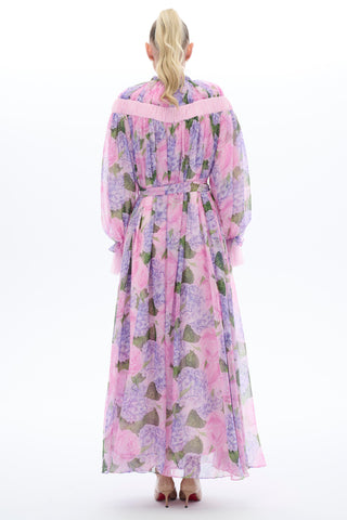 Floral Patterned Ethnic Dress in Lilac