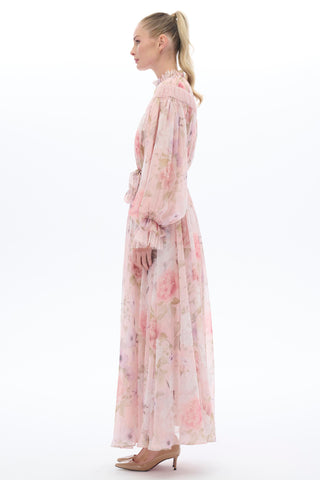Floral Patterned Ethnic Dress in Pink