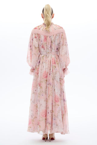 Floral Patterned Ethnic Dress in Pink
