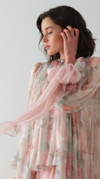 Floral Patterned Pants Set - Salmon