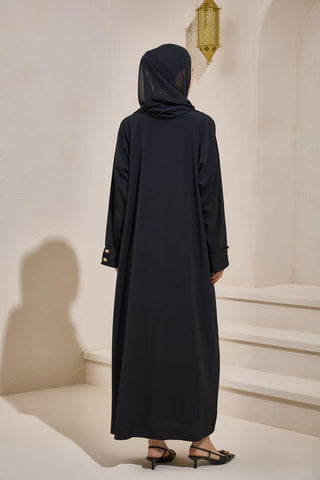 Crepe Trench Abaya - Black