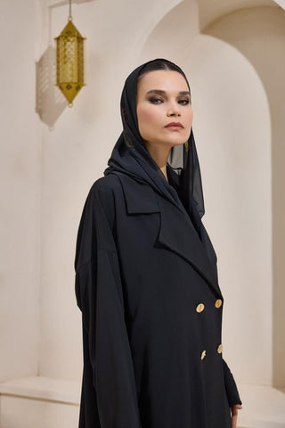 Crepe Trench Abaya - Black