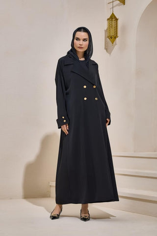Crepe Trench Abaya - Black