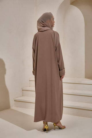 Crepe Trench Abaya - Light Brown