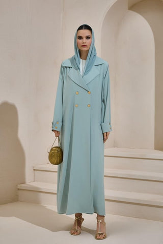 Crepe Trench Abaya - Mint Green
