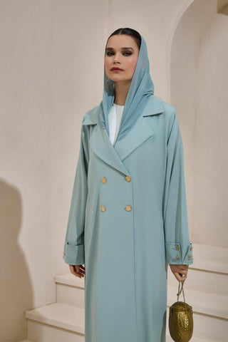 Crepe Trench Abaya - Mint Green