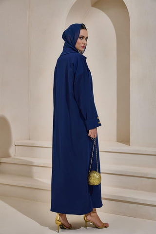 Crepe Trench Abaya - Navy Blue