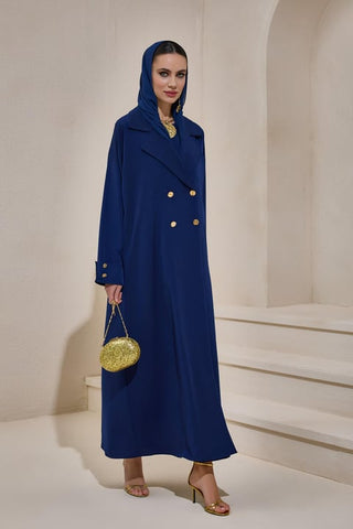 Crepe Trench Abaya - Navy Blue