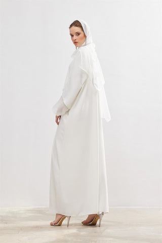 Crystal Stone Abaya - White
