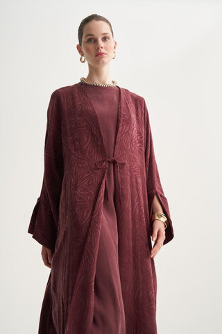 Бордовый комплект абайи Rozana из купро, 3 предмета
