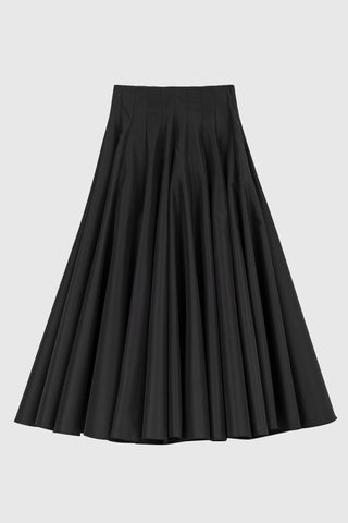 Circle-Cut Taffeta Skirt – Black