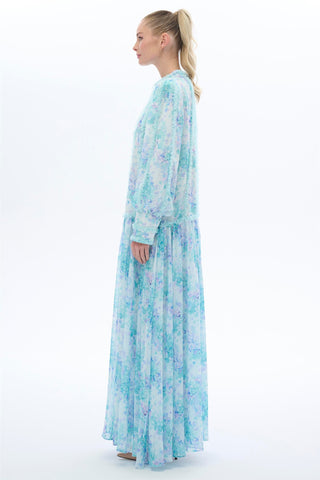 Lace-Trimmed Dress in Blue