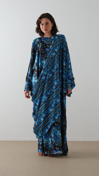 Desenli Mor Kaftan Elbise