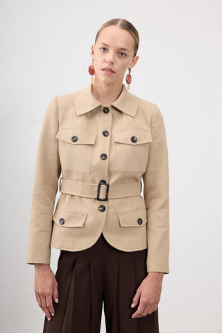 Dione Belted Utility Jacket – Beige