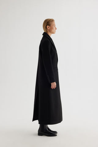 Double-Breasted Maxi Coat – Black