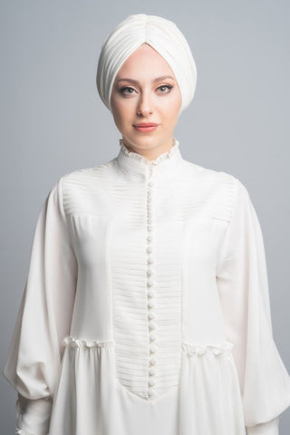 Draped Bonnet in White