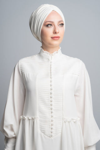 Draped Bonnet in White