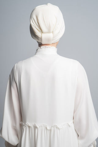 Draped Bonnet in White